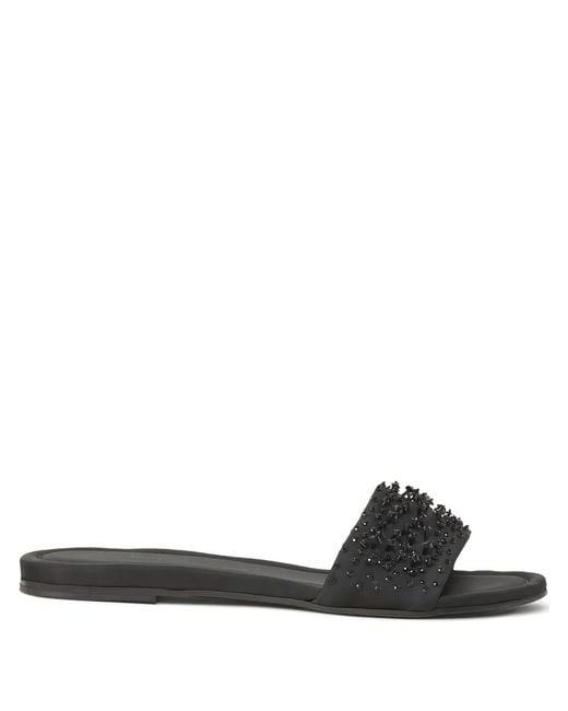 Fabiana Filippi Black Bead-Embellishments Flat Sandals