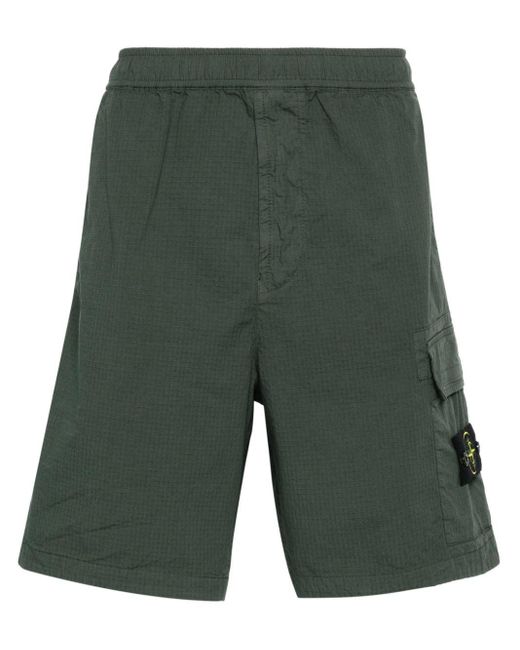 Stone Island Green Compass-badge Cargo Shorts for men