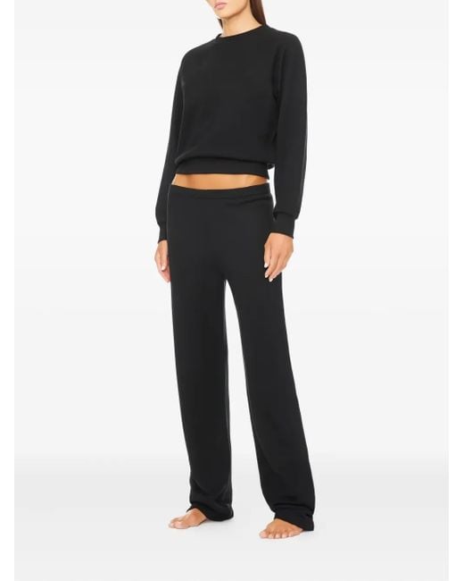 ÉTERNE Black Elasticated-Waistband Trousers
