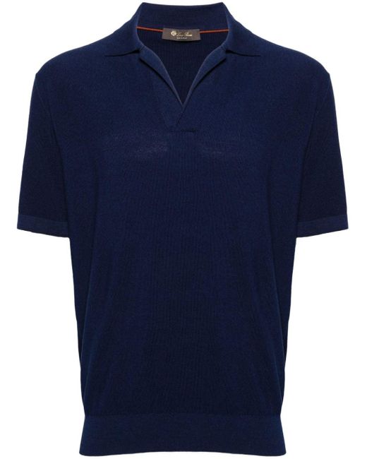 Loro Piana Blue Buttonless Piqué Polo Shirt for men