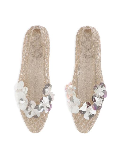HEAVENLY JELLY White Sequin-Embellished Ballerina Flats
