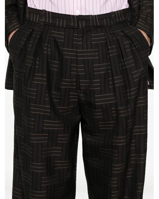 メンズ KENZO プリーツ ストレートパンツ Black