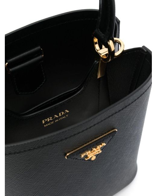 Prada Small Leather Bucket Bag in Black Lyst UK