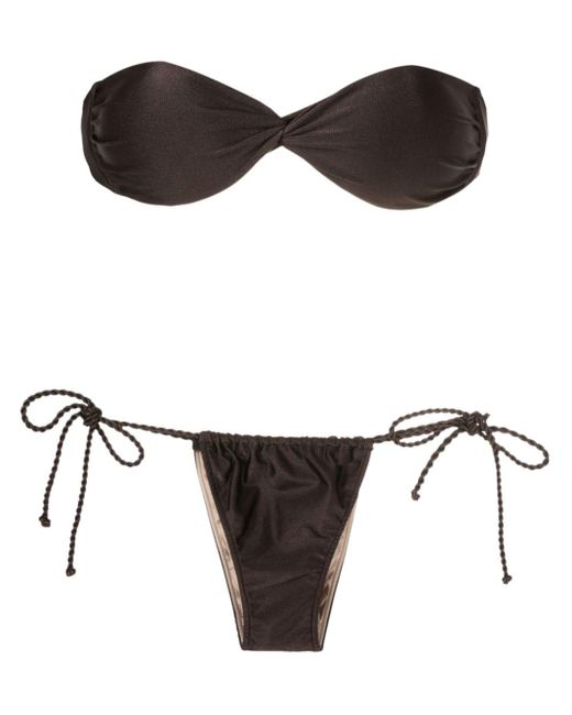 Adriana Degreas Brown Rope-detail Strapless Bikini Set