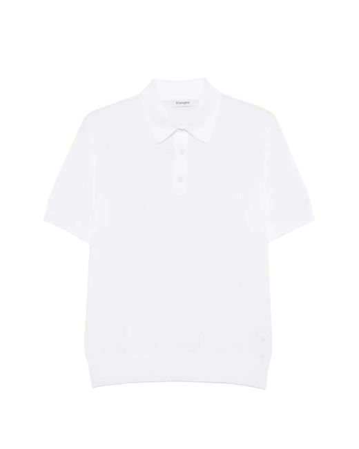 Kangra White Ribbed-Knit Polo Shirt for men