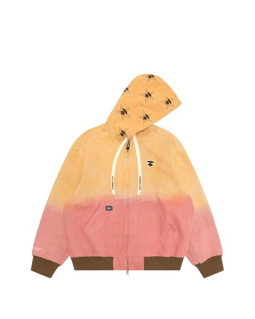 Aape By A Bathing Ape Pink Logo-Patch Hoodie for men