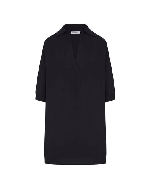Max Mara Blue V-Neck Polo Top