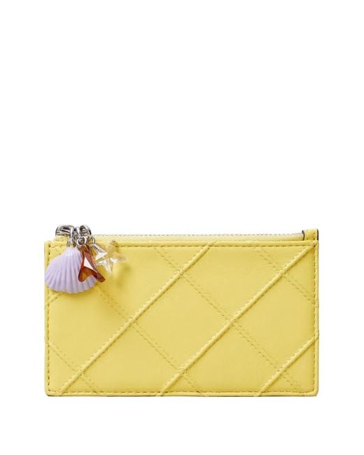 Tory Burch Yellow Fleming Charm Zip Card Case