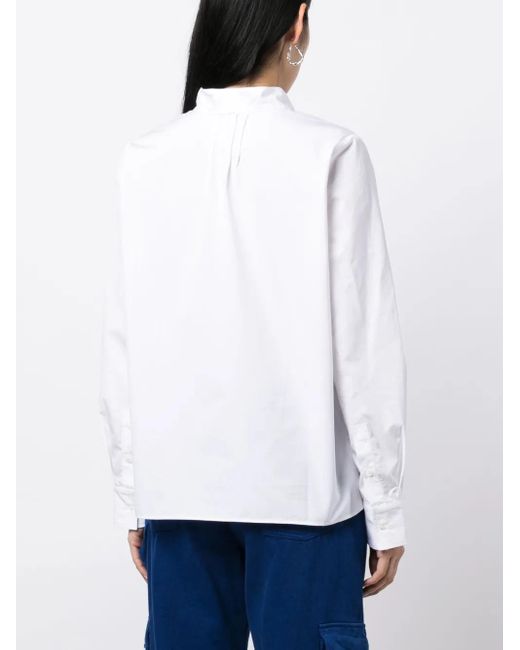 Maison Kitsuné White Pussy-Bow Cotton Shirt