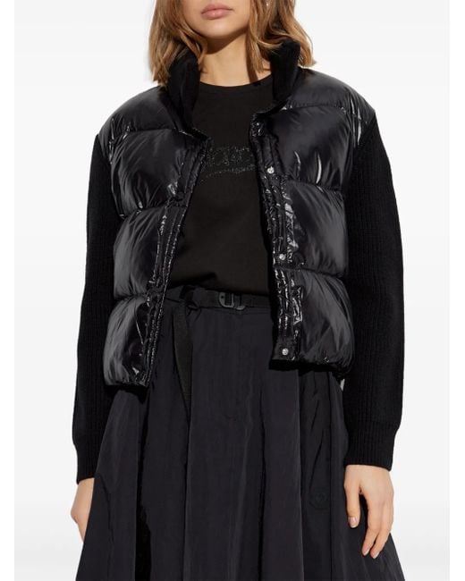 Moncler Black Cardigan With Down Insert