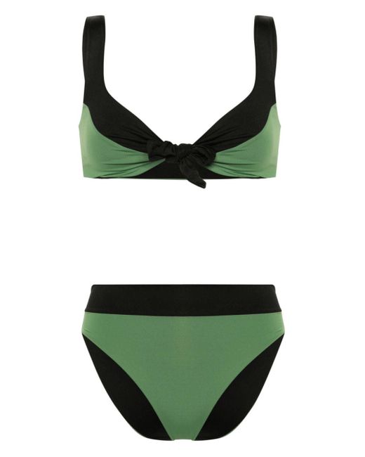 Fisico Green Colourblock Self-tie Bikini
