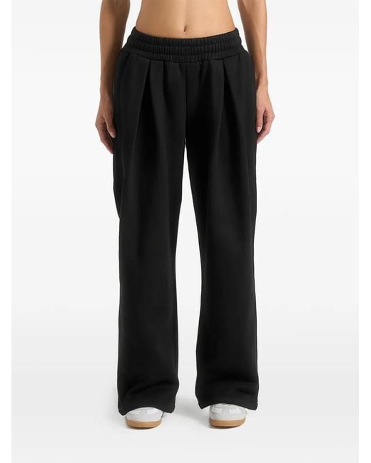 Manière De Voir Black Fanny Pleated Straight-Leg Track Pants