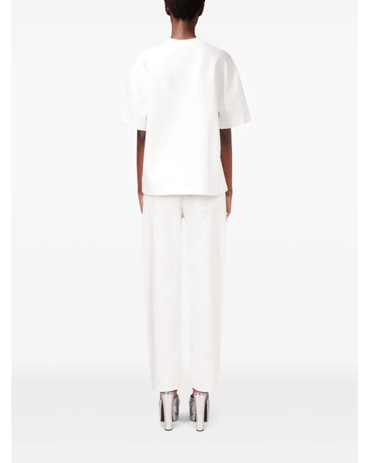 Area White Crystal-embellished Cut-out T-shirt