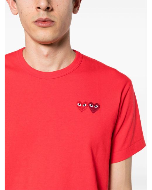T-shirt en coton à patch logo COMME DES GARÇONS PLAY pour homme en coloris Red