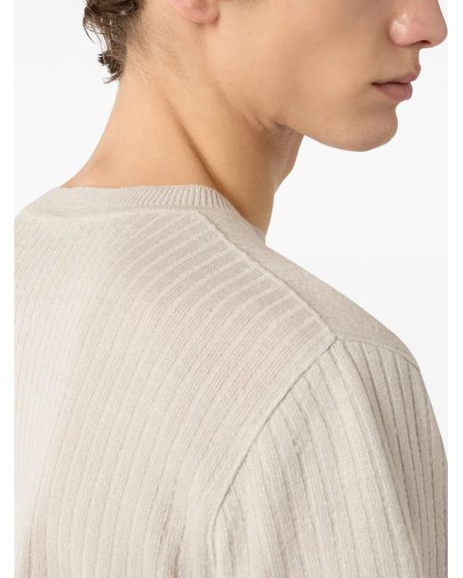 Lardini White Ribbed T-Shirt for men
