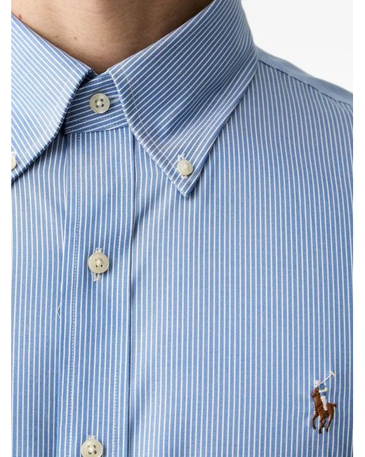Polo Ralph Lauren Blue Vertical-Stripe Button-Down Oxford Shirt for men