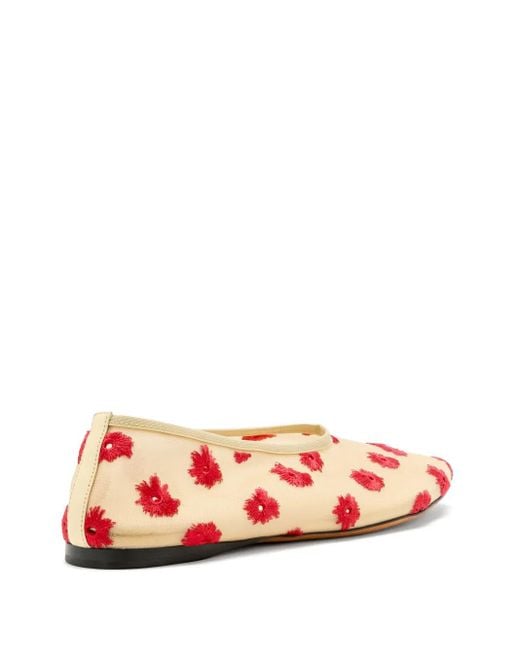 Proenza Schouler Pink Tee Floral-Embroidered Ballet Flats