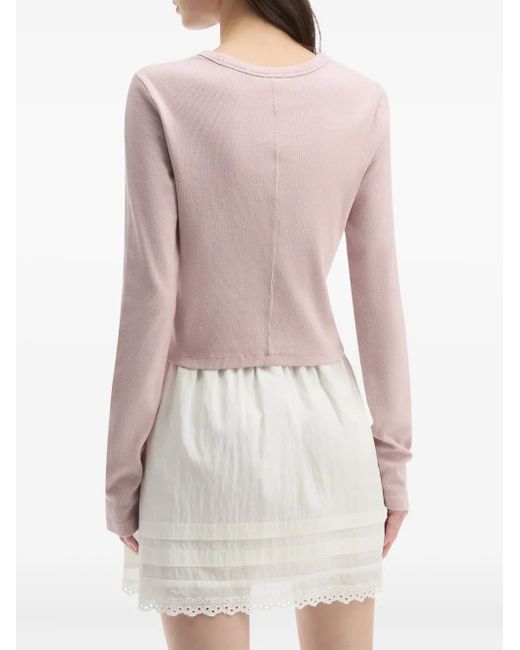 B+ AB Pink Embossed Long-Sleeve Top