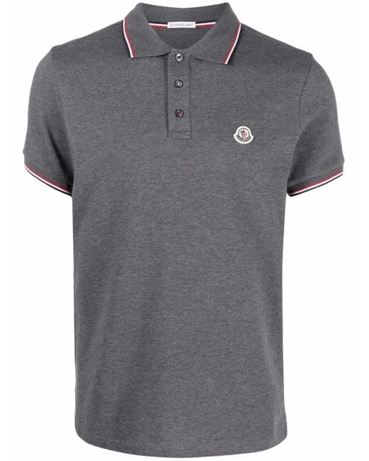 Moncler Pikee-Poloshirt Mit Logo-Patch in Gray für Herren