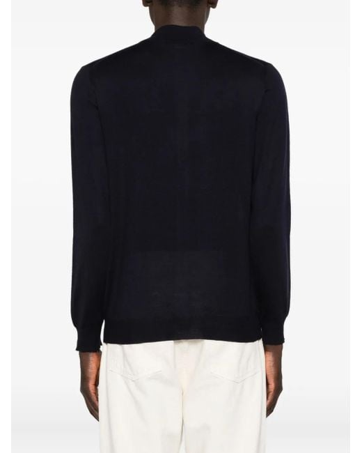 Fedeli Black Zip-Front Panelled Sweater for men