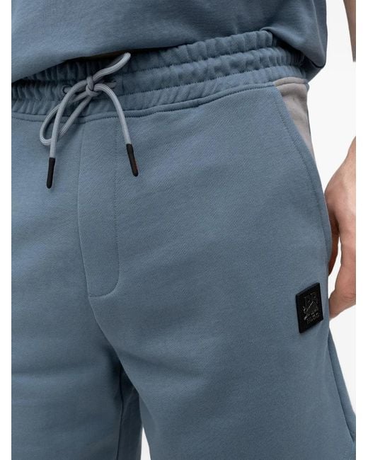 HUGO Blue Despen Drawstring-Fastening Panelled Shorts for men