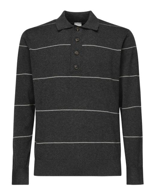 Camicia A Righe A Maniche Lunghe di Eleventy in Black da Uomo