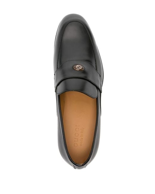 Gucci Black Interlocking G Leather Loafers - Men's - Leather for men