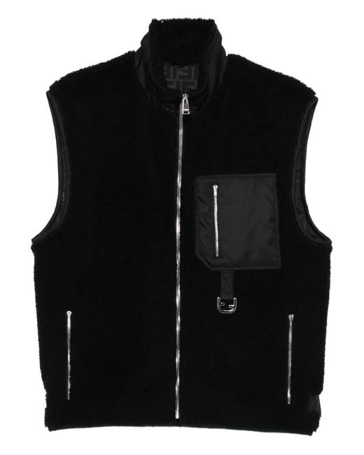 Fendi Black Zip-Up Chest-Pocket Gilet for men