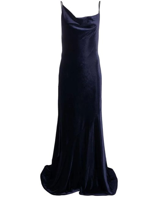 Philosophy Di Lorenzo Serafini Blue Cowl-Neck Sleeveless Gown