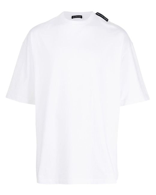 Camiseta con etiqueta con logo Balenciaga de hombre de color White