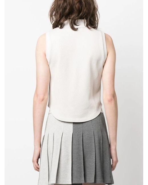 Thom Browne Gray Colourblock Sleeveless Polo Top
