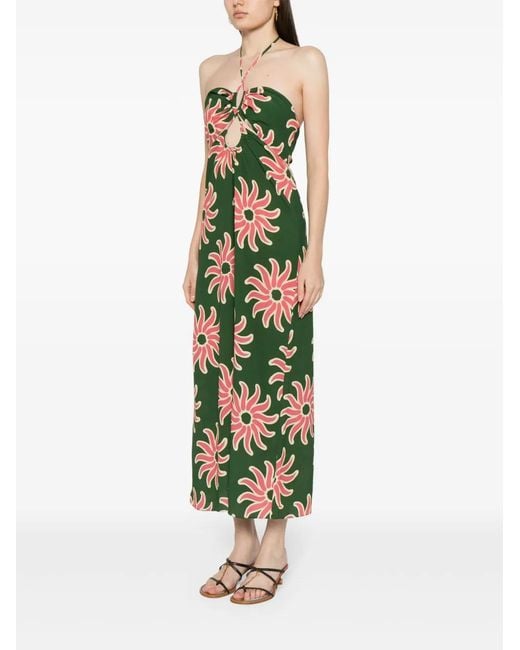 Cala De La Cruz Green Roge Graphic-Print Midi Dress