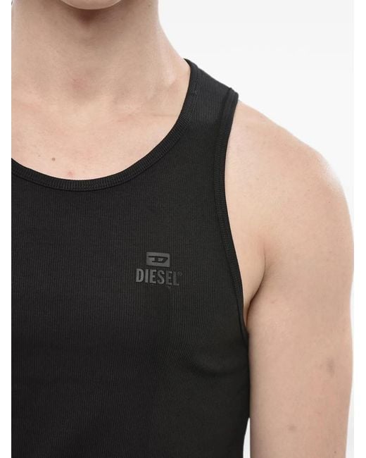 DIESEL Black Ribbed Logo-Print Tank Top for men