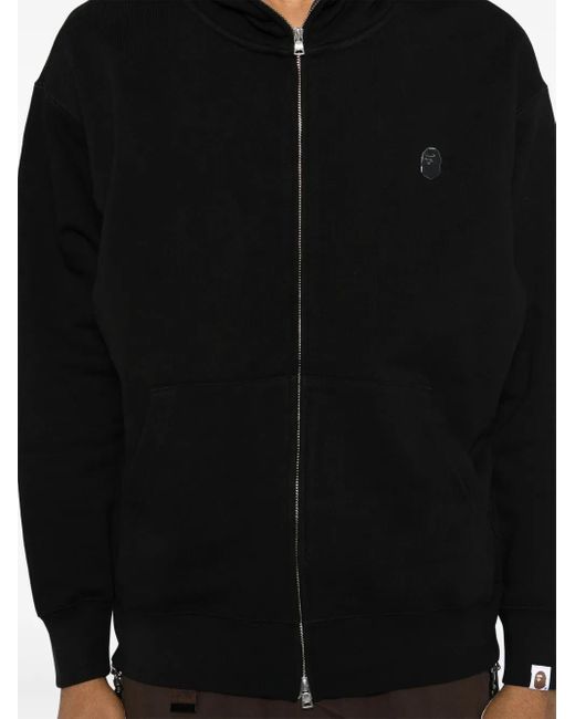 A Bathing Ape Black Logo-Plaque Hoodie for men