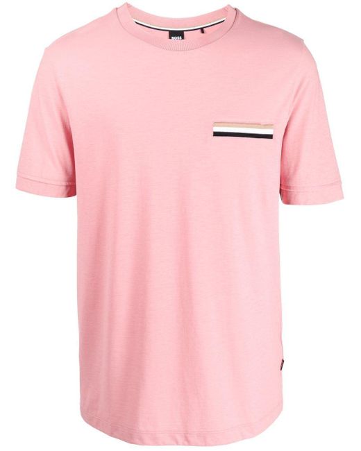 BOSS by HUGO BOSS Welt-pocket Cotton T-shirt in Pink for Men | Lyst
