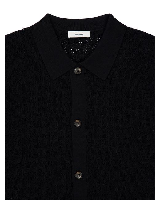 Commas Blue Collared Button-Front Cardigan for men