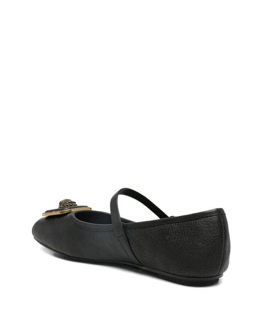 Kurt Geiger Black Buckle-Strap Ballet Flats