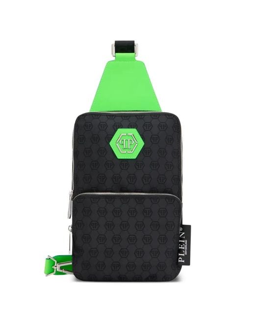 Philipp Plein Green Cross Body Bag Jacquard Monogram for men