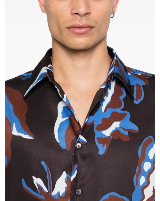 Paul Smith Blue Geometric-Print Shirt for men