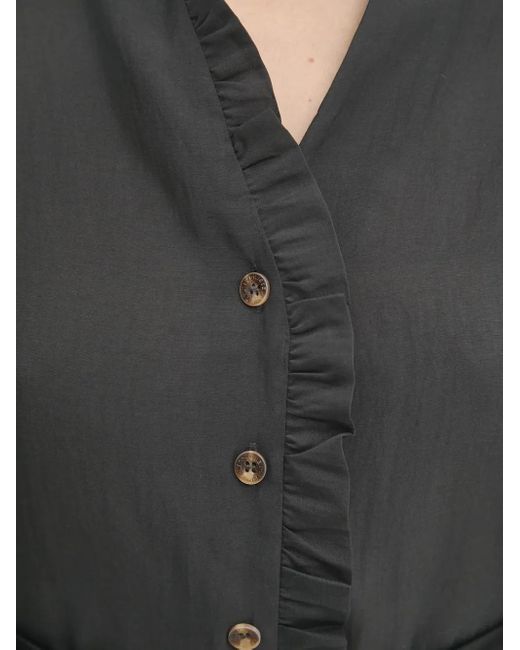 Never Fully Dressed Black Ruffled Button Shirt
