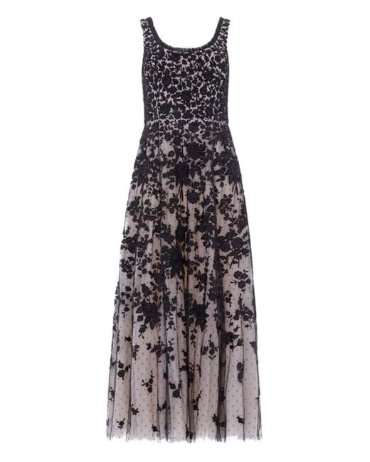 Needle & Thread Black Besticktes Maxikleid Mit U-Ausschnitt