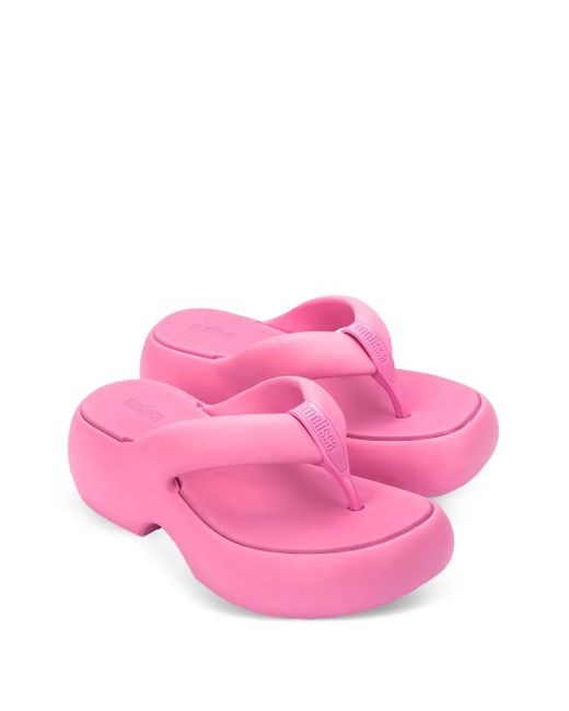 Melissa Pink Free Fuzzy Platform Thong Flip-Flops