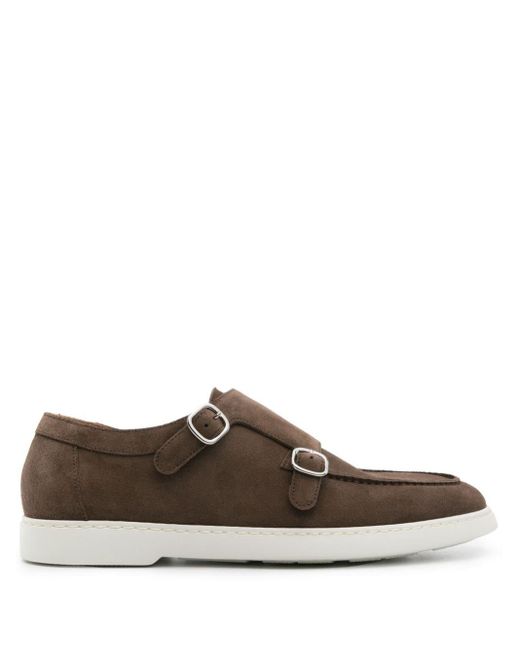 Doucal's Brown Round-toe Suede Monk Shoes for men