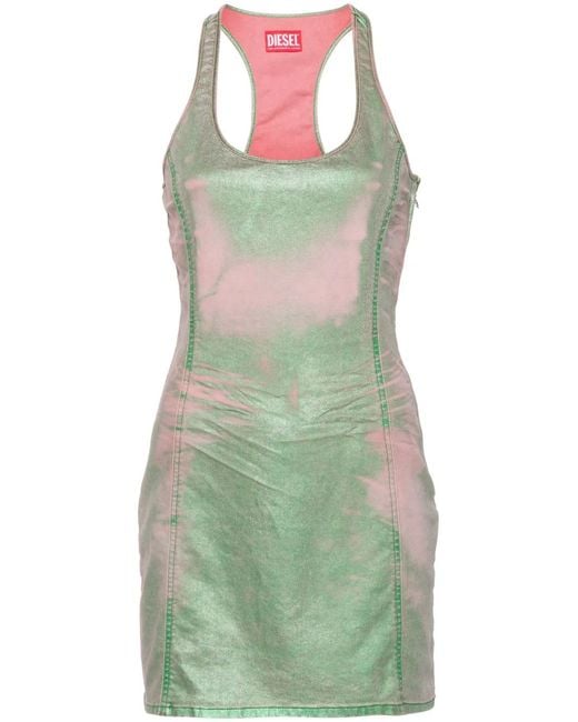 DIESEL Green De-Arlyn-S Laminated Mini Dress