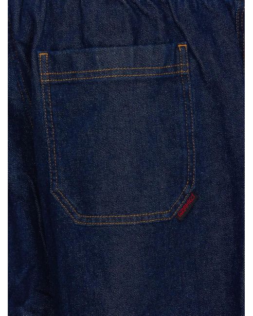Gramicci Blue Elastic-Waist Belted Tapered Jeans for men