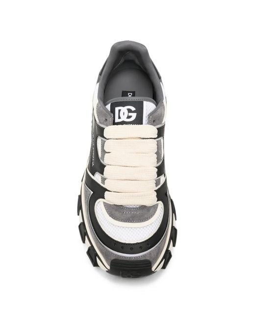 Dolce & Gabbana White Logo-Print Chunky-Sole Sneakers for men