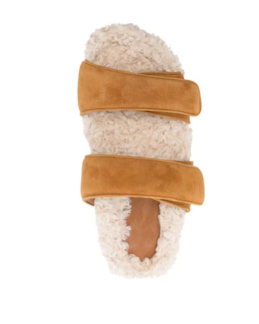 Gia Borghini Brown Alvine Ugh Faux-Shearling Slides