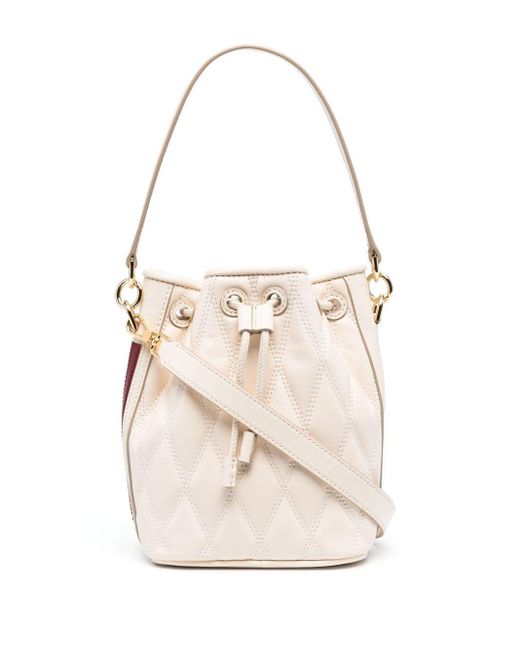 Bally Leather Donae Quilted Bucket Bag in White | Lyst Australia
