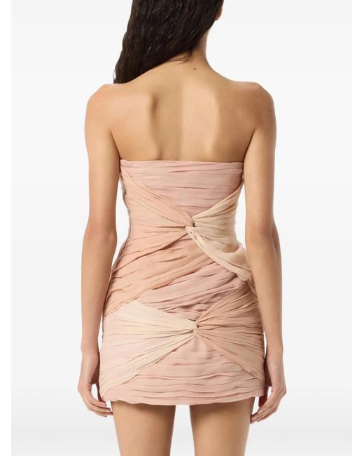 Blumarine Natural Knotted-Detail Mini Dress