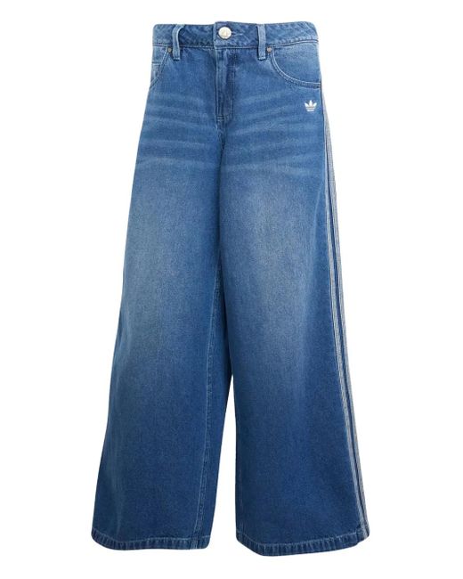 Adidas Blue Cotton Wide-leg Jeans